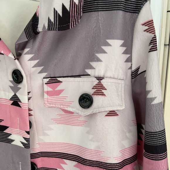 Boutique Not Branded Aztec Southwestern Button Jacket  Woman's SZ L Pink Black - Picture 15 of 16